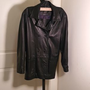 Black Y2K Leather Coach Jacket Size Small no.5150